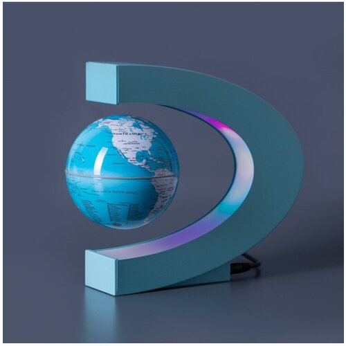 Парящий глобус с RGB-подсветкой в голубой рамке D - 9см 2114₽