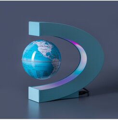 Парящий глобус с RGB-подсветкой в голубой рамке (D - 9см)