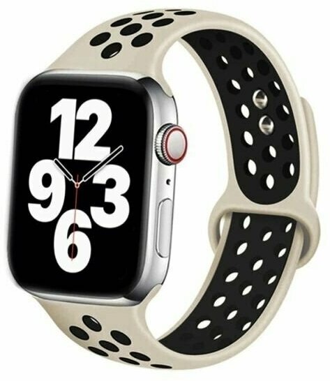 Ремешок для смарт-часов Apple Watch Series 1 2 3 4 SE 5 6 7 8 ultra Nike силиконовый найк перфорация браслет 42/44/45/49 мм, серый черный