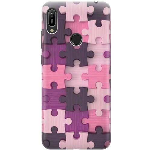 фото Cиликоновый чехол на huawei y6 pro 2019 / хуавей у6 про 2019 с принтом "сиреневый паззл" gosso