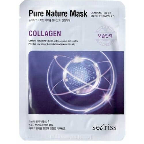 Anskin Secriss Pure Nature Mask Pack- Collagen - Маска для лица тканевая с коллагеном, 25 маска для лица тканевая с коллагеном anskin collagen secriss pure nature mask pack 10шт