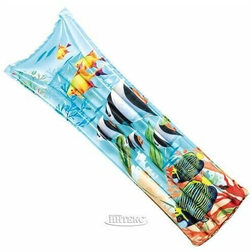 матрас надувной пляжный с цветным принтом 183 69 см 59711 оранжевый Матрас надувной 183*69 см пляжный Гавайи Intex 59720