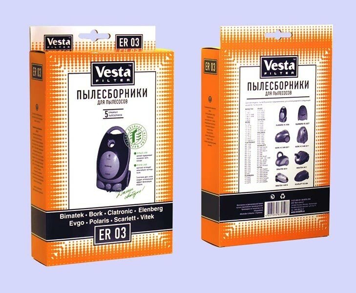 Комплект пылесборников Vesta ER 03 5шт Vesta filter - фото №6