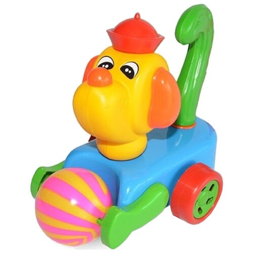 Каталка-игрушка Poltoys Собака с мячиком (PL7066), голубой/желтый/зеленый кубики 8 штук 6х6 см poltoys kl131008