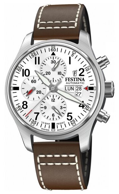 Наручные часы FESTINA Swiss Made, белый, серебряный