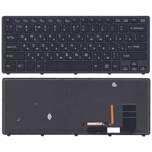 клавиатура для ноутбука sony svf14n flip p n 149263721us d13c27020341 серебристая с подстветкой Клавиатура для ноутбука Sony SVF14N черная с подсветкой