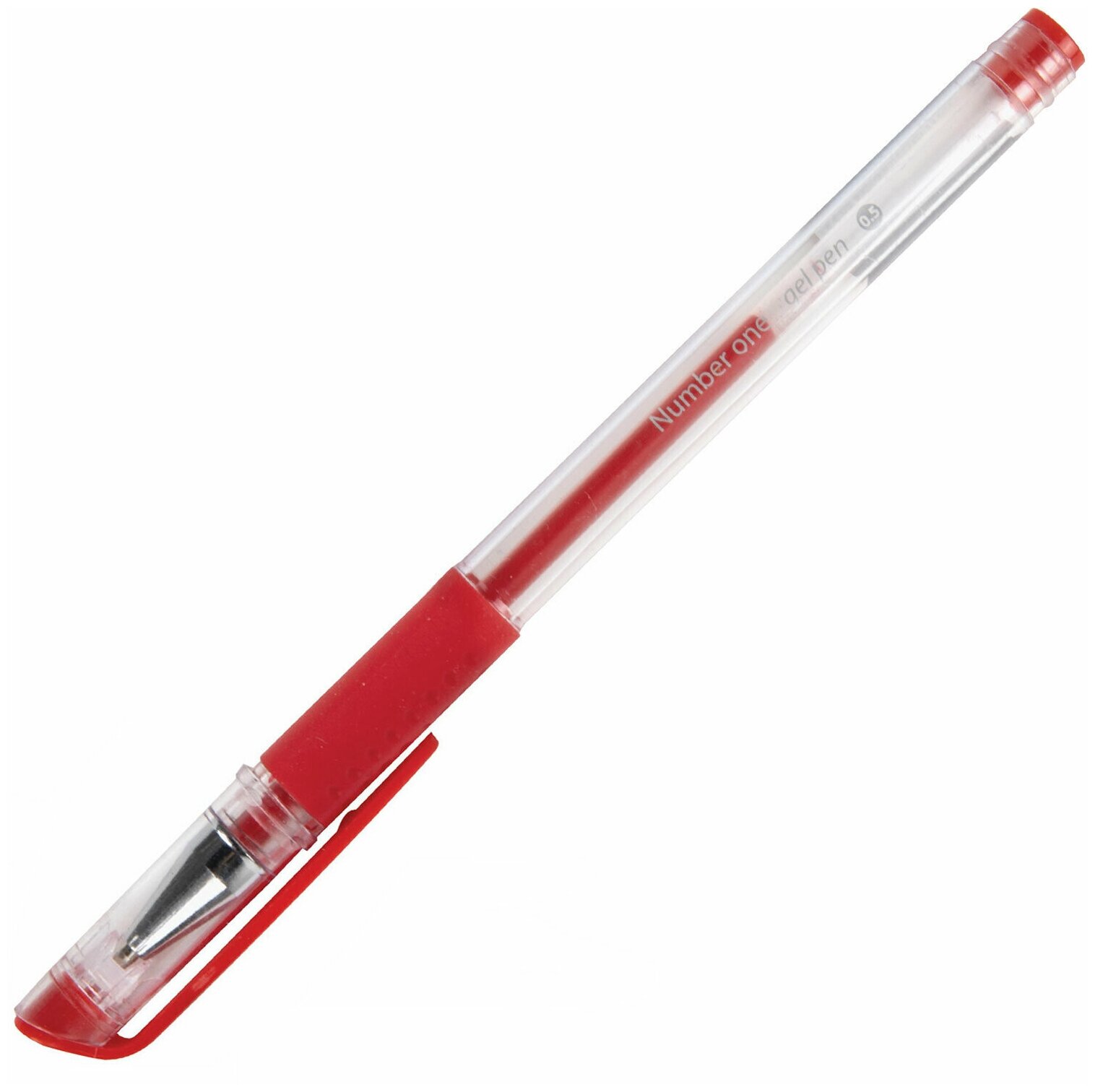 Ручка гелевая Brauberg Number One с грипом красная пишущий узел 0.5мм линия 0.35мм - фото №12