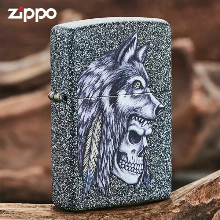 Зажигалка ZIPPO Wolf Skull Iron Stone - фотография № 4