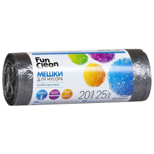 Мешки для мусора Fun Clean Особо прочные 20 л 25 шт черный 274₽