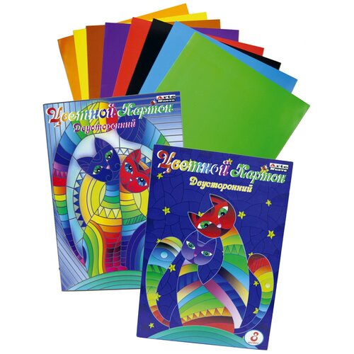 Картон цветной двусторонний 8 листов 8 цветов 433₽