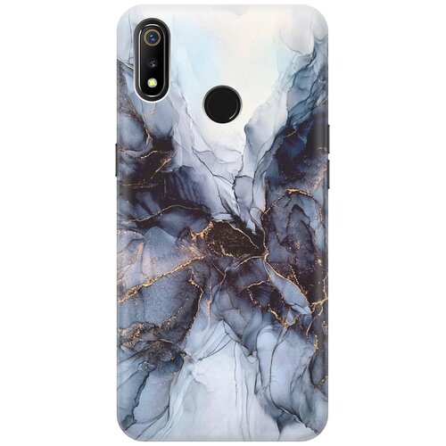 фото Cиликоновый чехол на realme 3 / рилми 3 с принтом "черно-белый мрамор" gosso