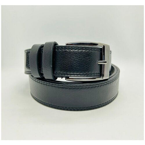 фото Ремень черный классический "двойная строчка" китай