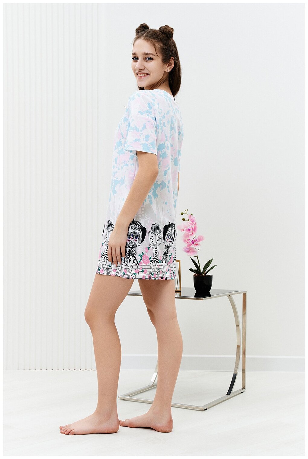 Сорочка Натали средней длины, короткий рукав, карманы, без карманов, трикотажная, размер 48, розовый - фотография № 3