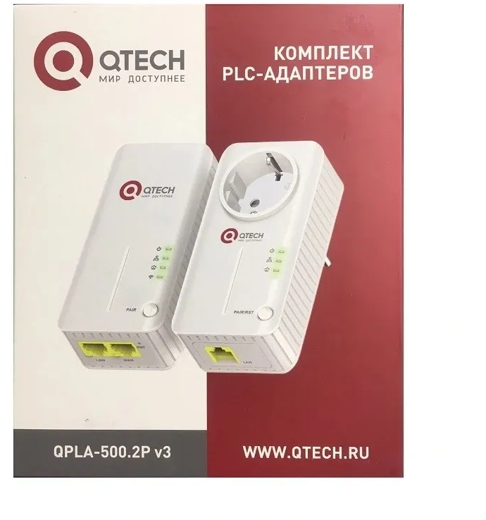 Комплект PLC Powerline адаптеров с wifi QPLA-500.2P v3