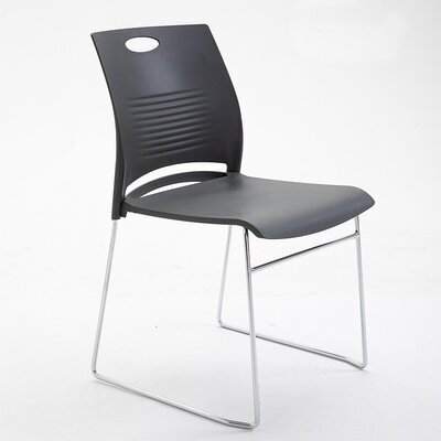 Современный стул для офиса и конференц зала с мягким сиденьем штабелируемый (черный)