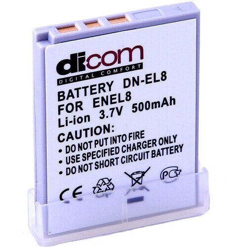 en el8 enel8 camera battery for nikon coolpix p1 p2 l1 l2 s1 s2 s3 s4 s5 s6 s7 s7c s8 s9 s51 s50 s52 en el8 1400mah batteries Аккумулятор DICOM DN-EL8 for Nikon EN-EL8