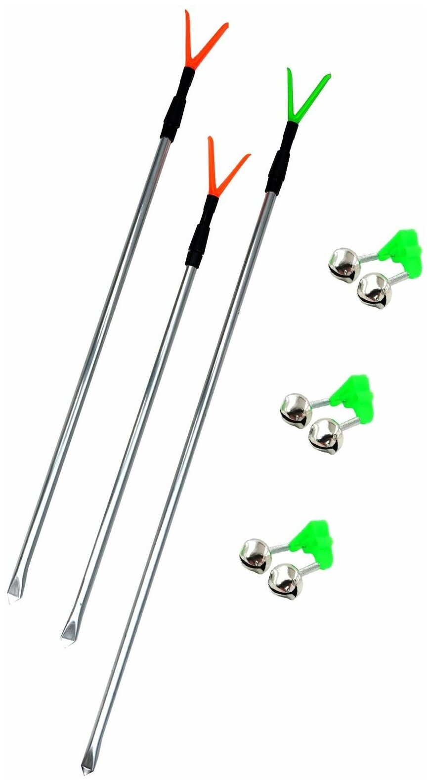 Комплект для рыбалки / Набор поставок для удилища и колокольчики / Подставки для сигнализатора 1.1+1.3+1.6м и 3 сигнализатора колокольчики бубенчики для удочки