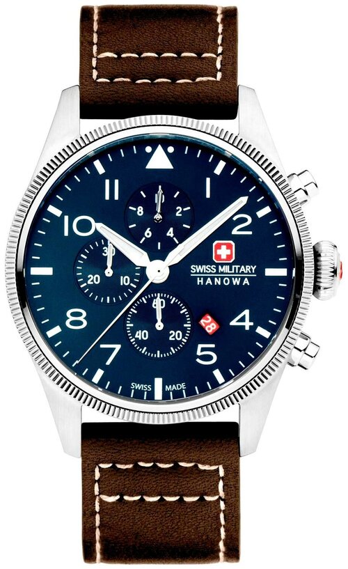 Наручные часы Swiss Military Hanowa Наручные часы Swiss Military Hanowa Air Thunderbolt Chrono, серебряный, коричневый