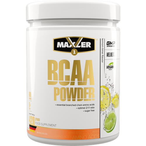 bcaa powder 500gr 50serv unflavored без вкуса аминокислота дс пфс Аминокислота Maxler BCAA Powder, лимон-лайм, 420 гр.