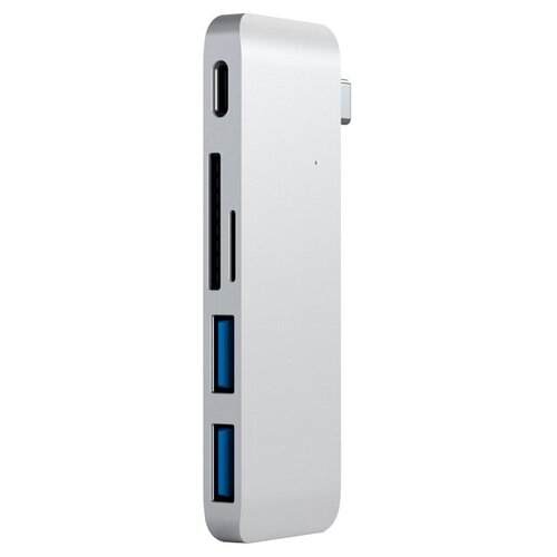 USB-концентратор Satechi Type-C Pass-Through USB Hub with USB-C Charging Port (ST-TCUP), разъемов: 5, Silver usb разветвитель hub 3 0 usb type c 4 порта usb для подключения разъем кабеля type c