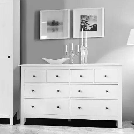 Комод Хемнэс (HEMNES), 160х96 см, 8 ящиков, массив сосны, Белый лак - фотография № 1