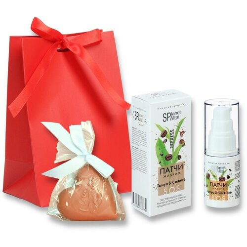 Planet SPA Altai Жидкие патчи для кожи вокруг глаз, 30 мл в подарочной упаковке + шоколадное сердце