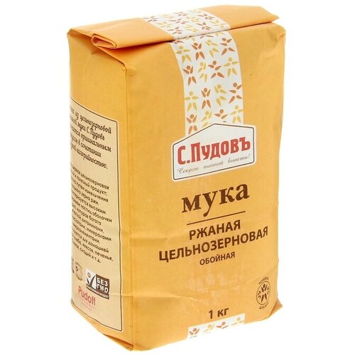 Мука «С. Пудовъ», ржаная цельнозерновая, 1 кг