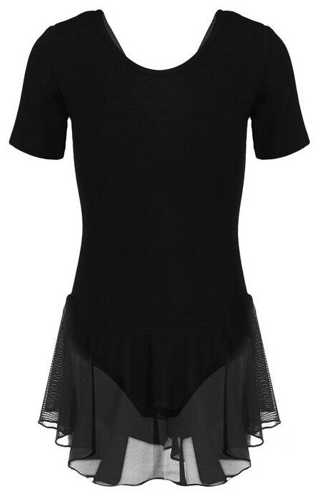 Купальник для хореографии х/б, короткий рукав, юбка-сетка, размер 36, цвет чёрный