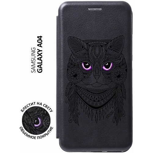 Чехол-книжка на Samsung Galaxy A04, Самсунг А04 с 3D принтом Grand Cat черный чехол книжка на samsung galaxy a04 самсунг а04 с 3d принтом space черный