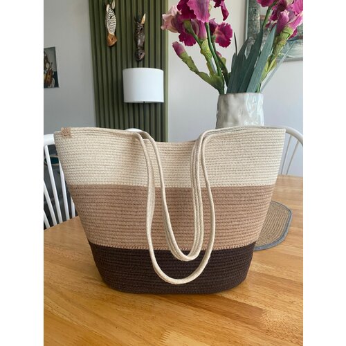 фото Сумка-шоппер цветная, сумка-шоппер большая, сумка-шоппер пляжная нежный плед