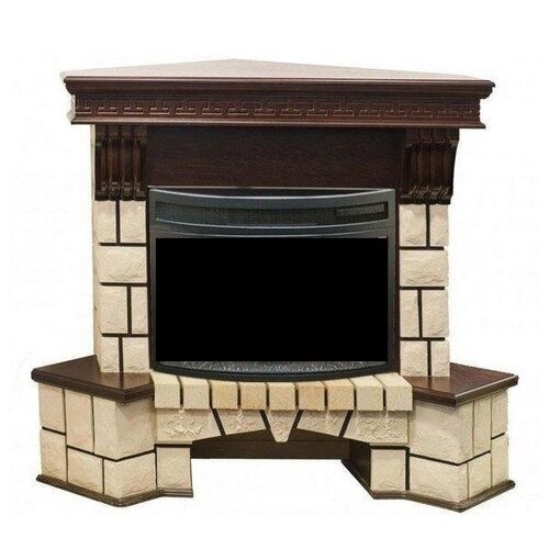 Электрический RealFlame Stone New Corner 25 + FireField SIR 1500 кВт 128 см 106 см 86.5 см античный дуб камин realflame elford ao с firefield 25 s ir