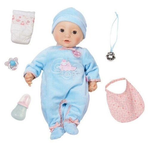 Интерактивная кукла Zapf Creation Baby Annabell Мальчик, 43 см, 794-654 голубой кукла zapf creation baby annabell sophia so soft 43 см 700 648