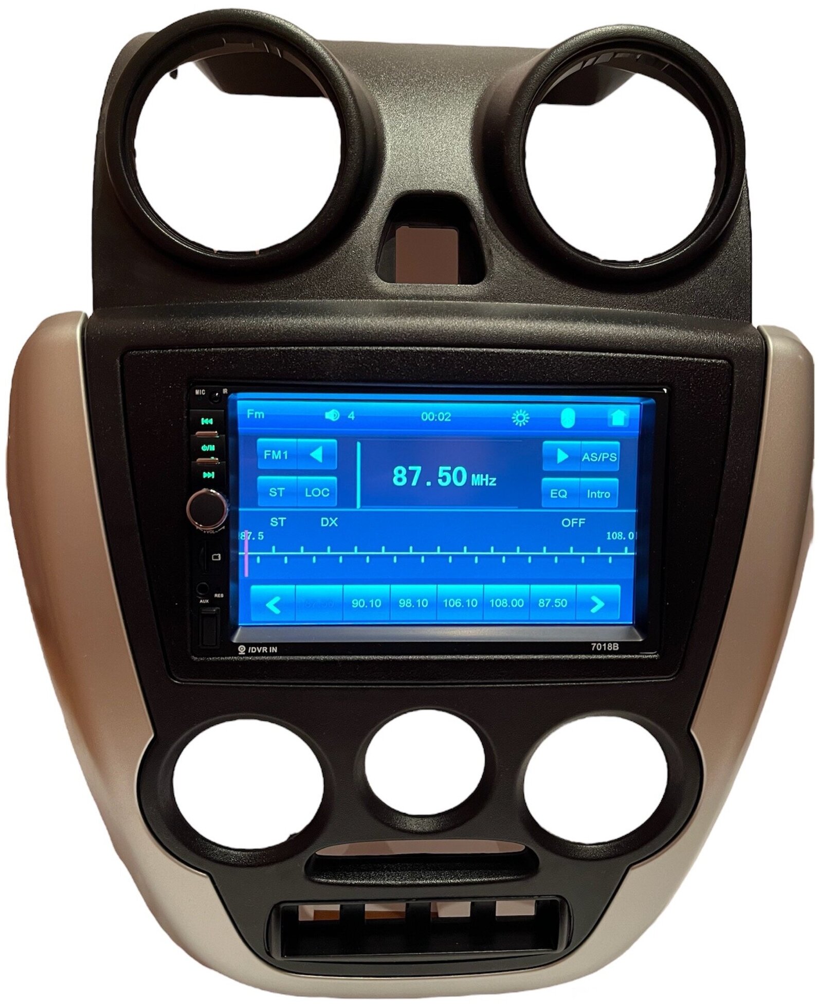 Bluetooth 2din магнитола для Lada Granta до 2017 года выпуска комплект с переходной рамкой и люксовой консолью 7018b
