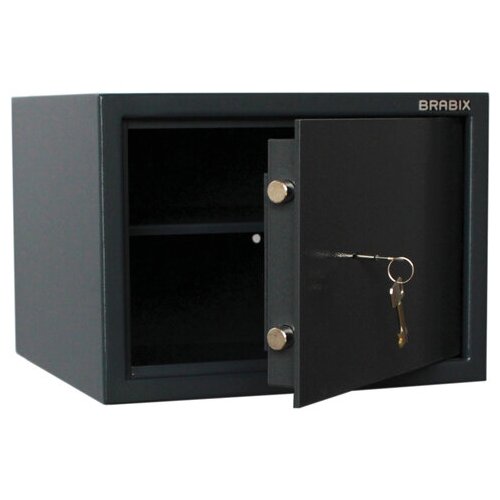 фото Сейф brabix "км-310", 310х430х375 мм, 20 кг, ключевой замок + полка, крепление к стене, 291166