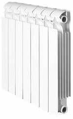 Биметаллический радиатор Global Style Plus 350, 06 секций, боковое подключение, цвет белый Ral 9010