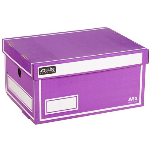 Attache Архивный короб Selection со съемной крышкой, гофрокартон, 320х240х160 мм, фиолетовый короб архивный attache 240x160x320мм со съемной крышкой переплетный картон фиолетовый 25шт