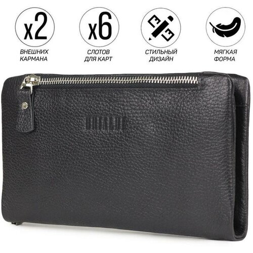 фото Сумка клатч brialdi повседневная, натуральная кожа, внутренний карман, черный