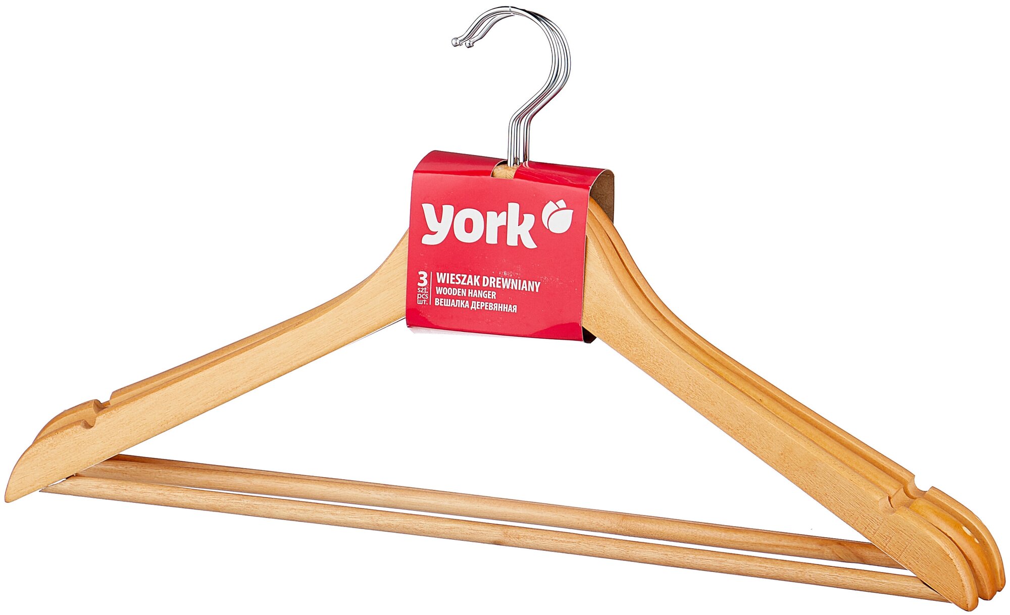 Вешалка YORK вешалка для одежды деревянная 067510 (3шт/уп)