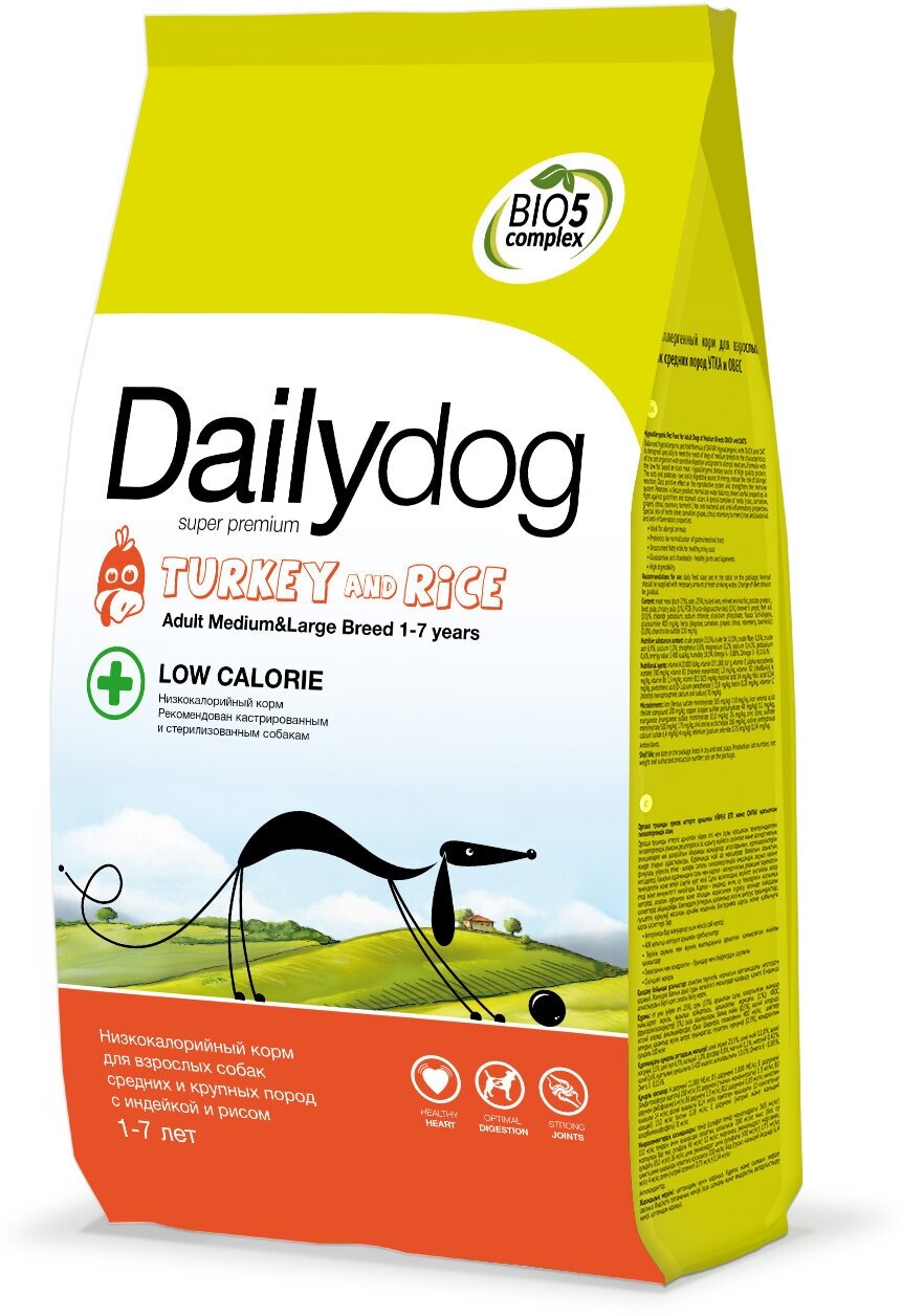 Dailydog сухой корм для взрослых собак средних и крупных пород, индейка и рис (20 кг) - фото №8