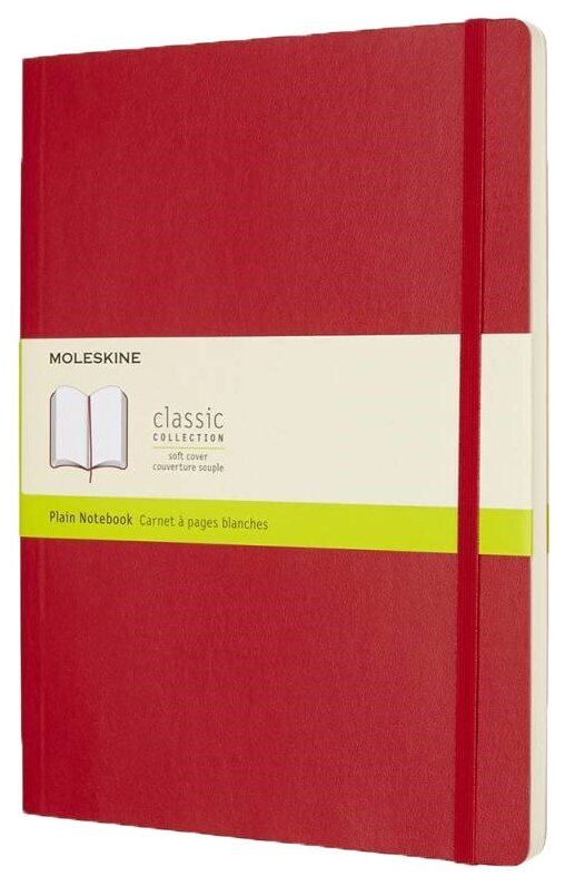 Блокнот Moleskine Classic Soft 190x250, 96 листов 431023QP623F2, красный, цвет бумаги тонированный