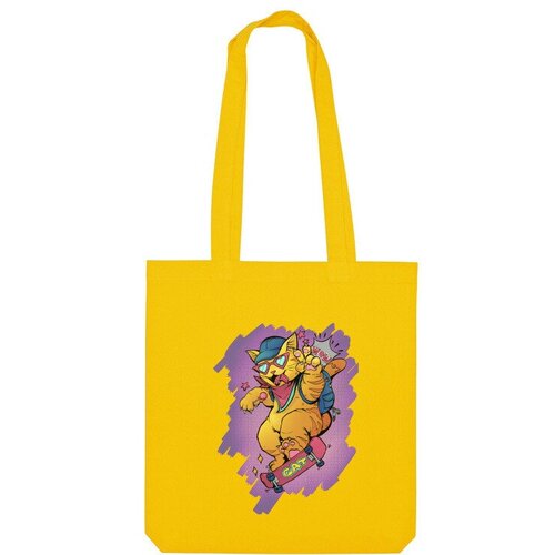 Сумка шоппер Us Basic, желтый сумка поп арт комикс кот на скейтборде ярко синий