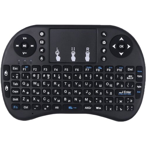 беспроводная мини клавиатура palmexx с подсветкой черная Беспроводная мини-клавиатура PALMEXX с аккумулятором, 2.4GHz, кириллица+QWERTY, цвет: чёрный