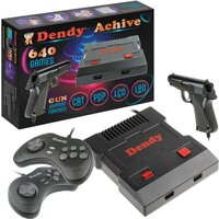 Игровая приставка Dendy Achive 640 встроенных игр со световым пистолетом черная / Ретро консоль 8 bit Dendy / Для телевизора