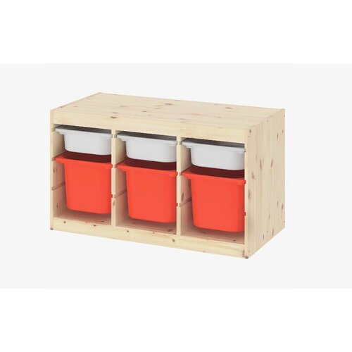 Стеллаж Труфаст горизонтальный с контейнерами, белый/красный