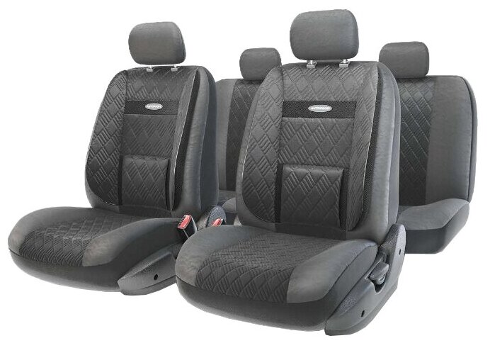 Авточехлы AUTOPROFI COM-1105GP BK/BK (M) COMFORT, экокожа, чёрый, размер М