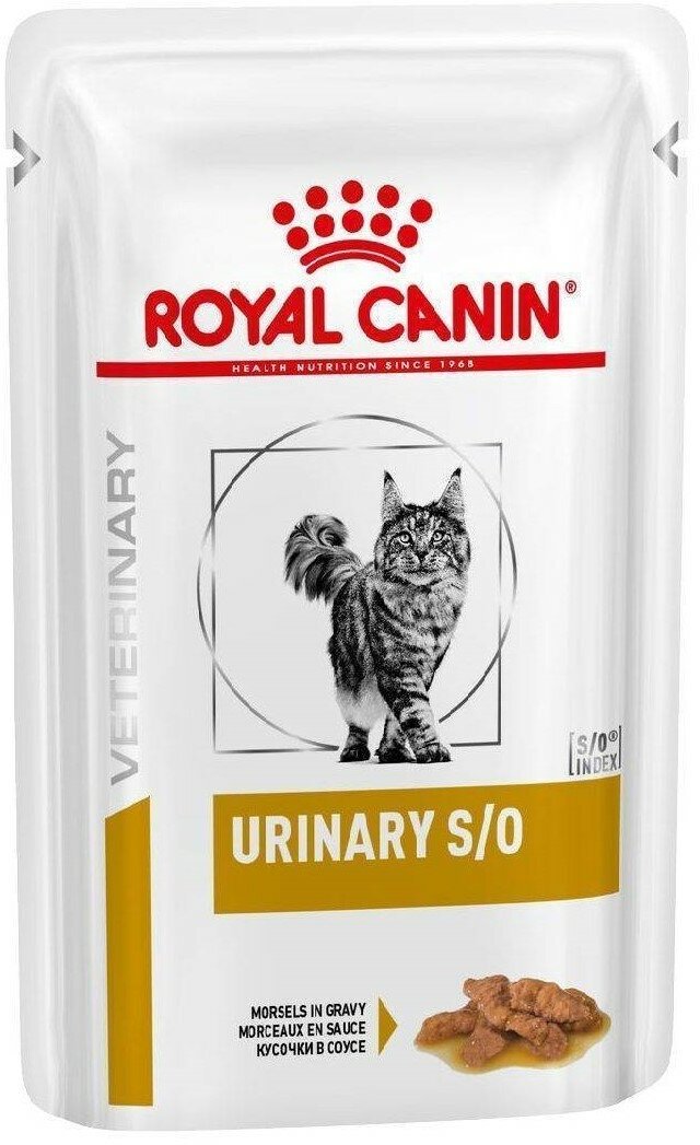 Royal Canin Urinary S/O, корм влажный (паучи) для лечения МКБ, с курицей 10 ШТ. х 85 г (кусочки в соусе) для кошек.