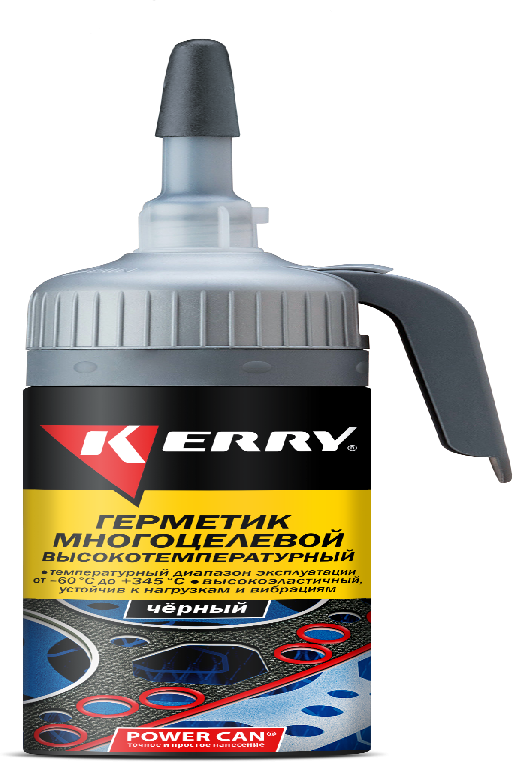 KERRY KR-143-2 Герметик Kerry KR-143-2 100мл высокотемпературный силиконовый черный RTV с автоподачей