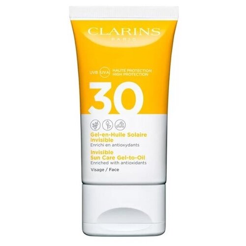 интенсивно увлажняющий гель для лица clarins gel super hydratant 50 мл Clarins гель Gel-en-Huile Solaire Invisible Visage SPF 30, 50 мл