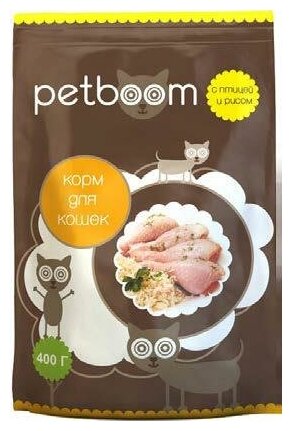 «PetBoom» корм сухой для взрослых кошек с птицей и рисом