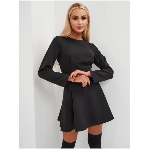 Платье Klim, креп, полуприлегающее, мини, размер xxl, черный